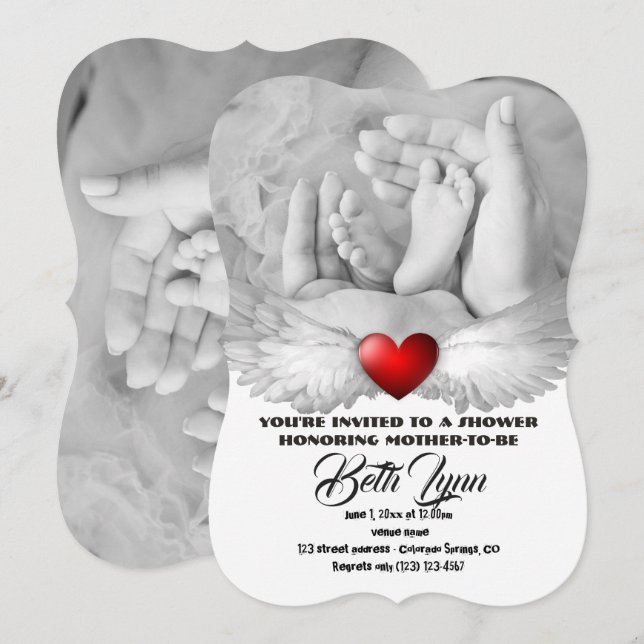 Baby Shower Blivande Förfest Förutbestämd öde Inbjudningar (Fram/baksida)