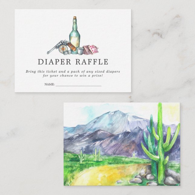 Baby Shower Blöja-Lotttricket | Cowboy Western Tilläggskort (Fram/baksida)