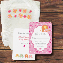 Baby Shower Blöja Raffel Elefanter Tilläggskort