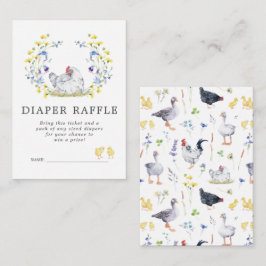 Baby Shower Blöja Raffla Biljett | Blommiga Kyckli Tilläggskort