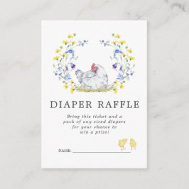 Baby Shower Blöja Raffla Biljett | Blommiga Kyckli Tilläggskort
