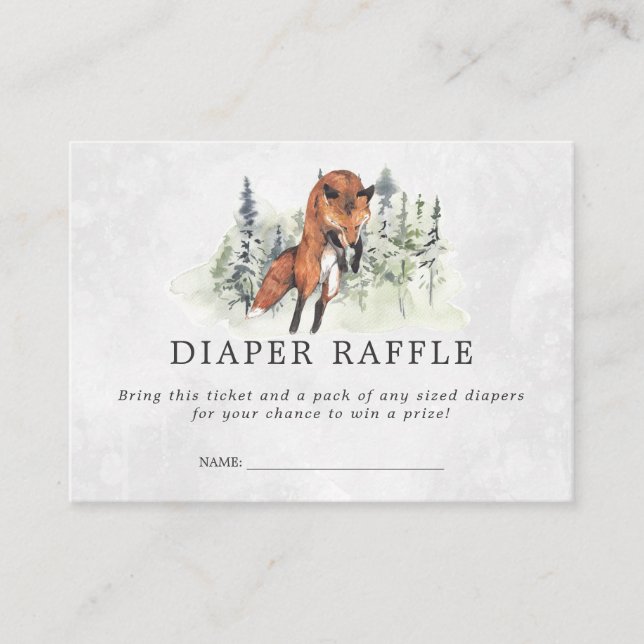 Baby Shower Blöja Raffle Biljett | Woodland Fox Tilläggskort (Framsida)