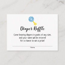 Baby Shower Blöja-Raffle Biljetter m/ Blå Skrammel