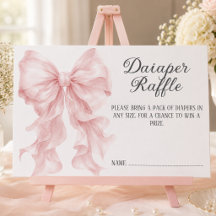 Baby Shower blöjlotteri för flicka med rosa rosett