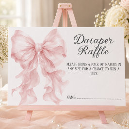 Baby Shower blöjlotteri för flicka med rosa rosett Tilläggskort