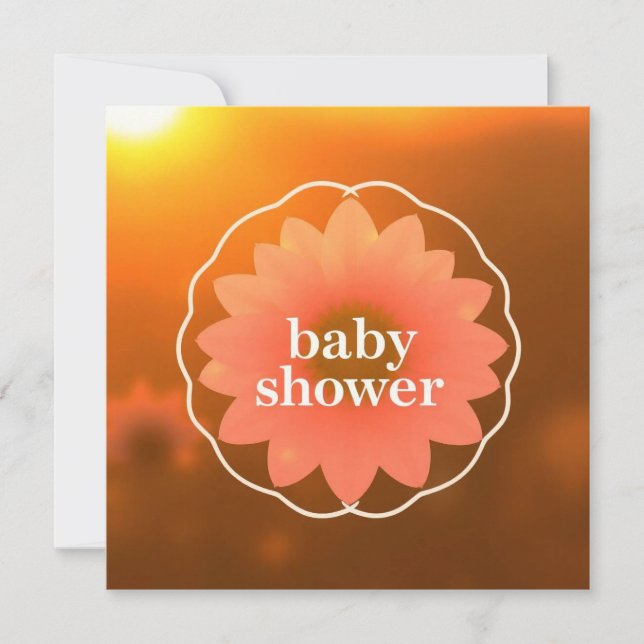 Baby shower-blomma inbjudningar (Framsida)