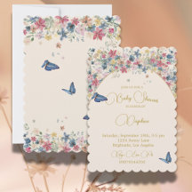 Baby Shower Blommigt Fält Elegant Modern Guld