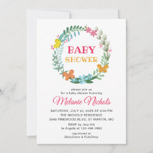 Baby Shower Blommigt Greenery Wand Butterfly Bee Inbjudningar