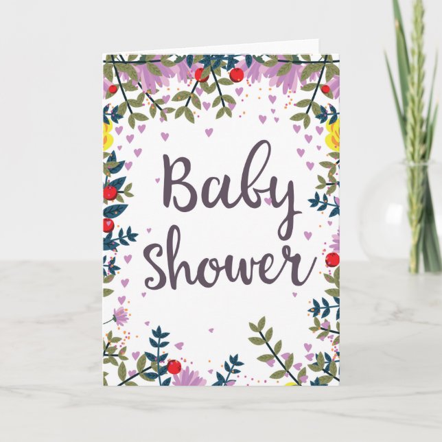 Baby Shower Blommigt Inbjudan (Framsida)