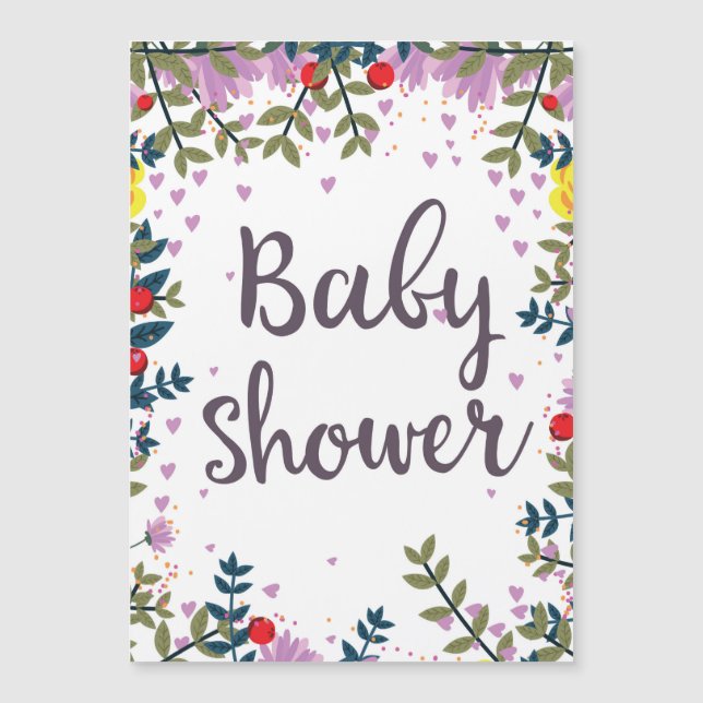 Baby Shower Blommigt Inbjudan (Framsida)