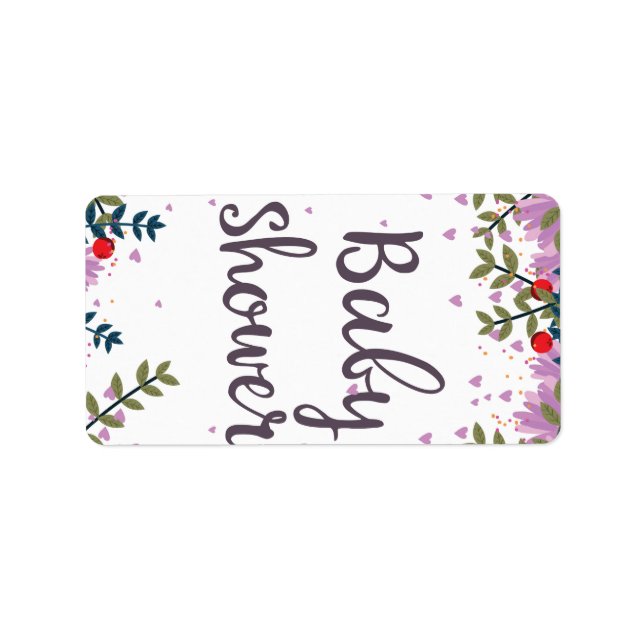Baby Shower Blommigt Inbjudan Adressetikett (Framsidan)