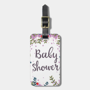 Baby Shower Blommigt Inbjudan Bagagebricka