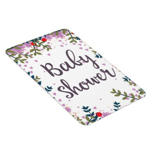 Baby Shower Blommigt Inbjudan Magnet