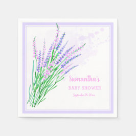 Baby Shower Blommigt Lavender Bouquet Watercolor Pappersservett