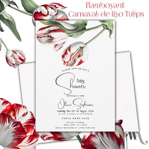 Baby Shower  Blommigt Red and White Rembrandt Tuli Inbjudningar