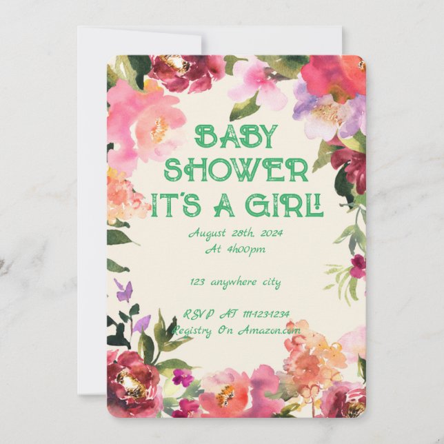 BABY SHOWER BLOMMIGT  SPARA DATUMET (Framsida)