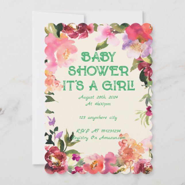 BABY SHOWER BLOMMIGT  SPARA DATUMET (Framsida)