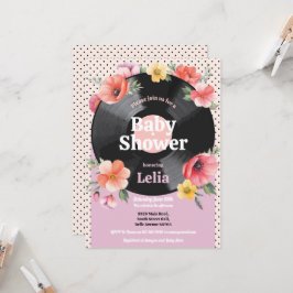 Baby Shower Blommigt Summer Record Music Party Inbjudningar
