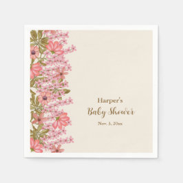 Baby Shower Blommigt Wildblomme Söt Boho Rosa Pappersservett