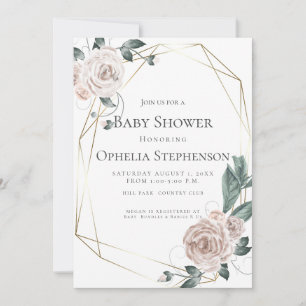 Baby Shower Blommigten Watercolor Dusty Ro Meddelande