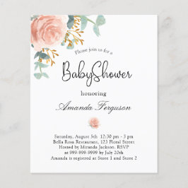 Baby Shower blomster eukalyptus budget inbjudan