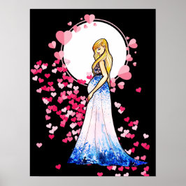 Baby Shower Blonde Dam i Moderskap Long Dress Poster