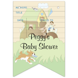 Baby Shower Blue/Bibliotek, Swallowtail Banner Vimplar