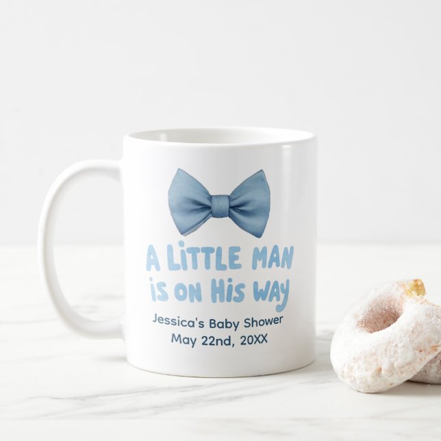 Baby Shower Blue Bow Tie Little Man Mugg (Med munk)