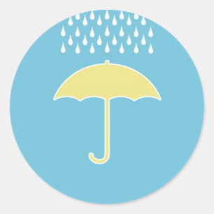 Baby Shower Blue Boy Umbrella Stickers Runt Klistermärke