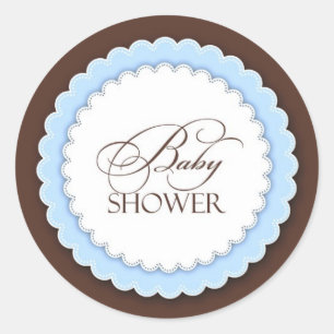 Baby Shower Blue Brown Runt Klistermärke