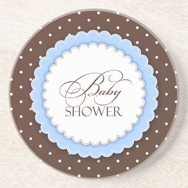 Baby Shower Blue Brown Underlägg Sandsten (Framsidan)