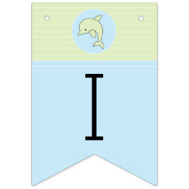 Baby Shower Blue/Dolphin, Swallowtail Banner Vimplar