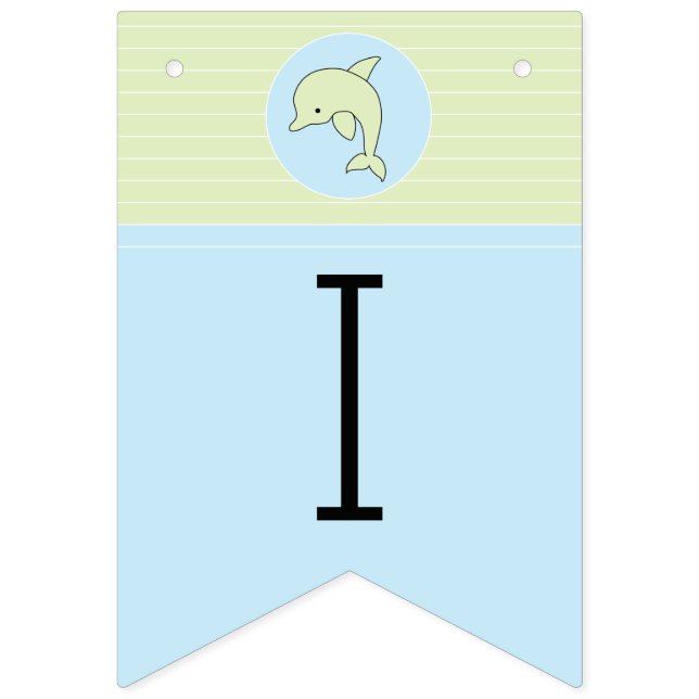Baby Shower Blue/Dolphin, Swallowtail Banner Vimplar (Första flaggan)
