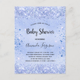 Baby Shower Blue glitter boy Inbjudan Vykort