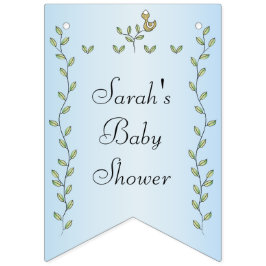 Baby Shower BLUE "Guld Birds", Svettbanderoll Vimplar