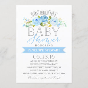 Baby Shower Blue Inbjudan till babyvisningsprogr