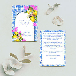Baby Shower Blue Tiles Lemons bougainvillea Tack Kort