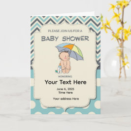 Baby Shower Blue Yellow Invitation Kort