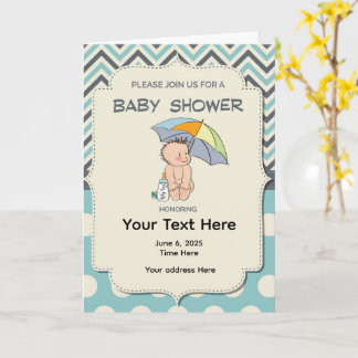 Baby Shower Blue Yellow Invitation Kort