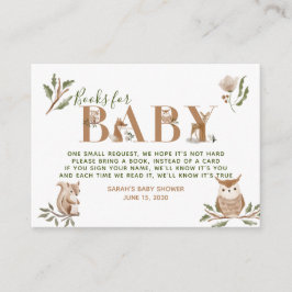 Baby Shower Boho Bok Request för Woodland Animals Tilläggskort