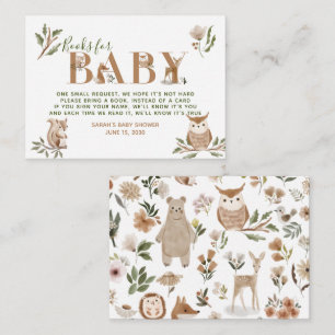 Baby Shower Boho Bok Request för Woodland Animals Tilläggskort