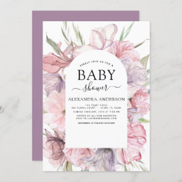 Baby Shower Boho Dusty Rosa Lila Inbjudningar