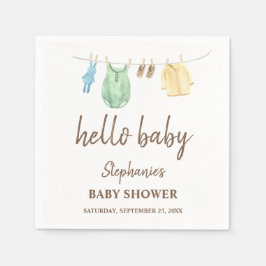 Baby Shower Boho Kläder Linje Hej Baby Pappersservett