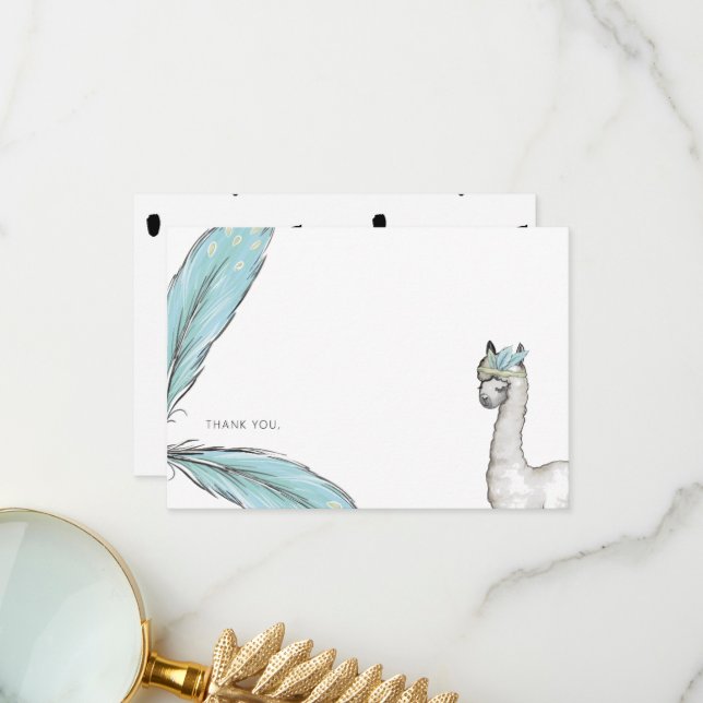 Baby Shower Boho LLama Tackkort Tack Kort (Fram/Back In Situ)