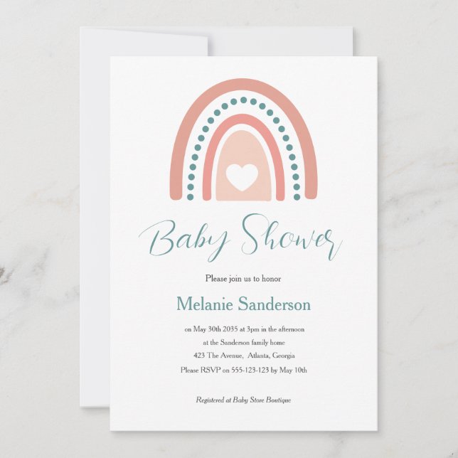 Baby Shower Boho Rainbow Inbjudningar (Framsida)