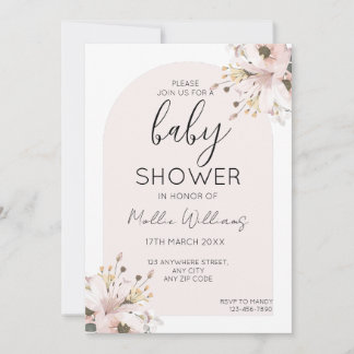 Baby Shower Boho Rosa Flower Inbjudningar