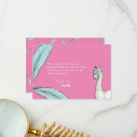 Baby Shower Boho Rosa Llama Feather Tackkort