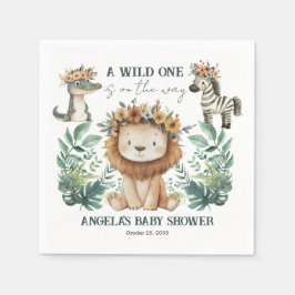 Baby Shower Boho Safari Lejon Pappersservett