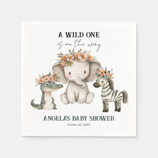Baby Shower Boho Safari Pappersservett (Framsidan)