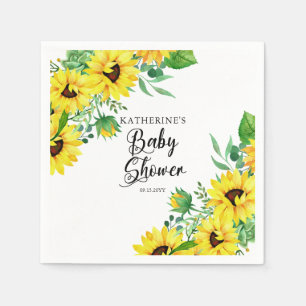 Baby Shower Boho Sunblommblommor Eukalyptus Pappersservett